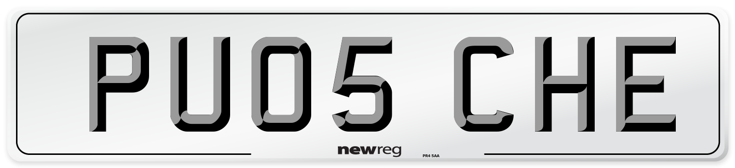 PU05 CHE Number Plate from New Reg